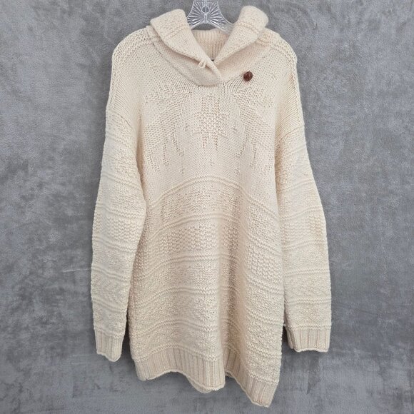 Ralph Lauren LRL Wool Sweater M Ivory Exclusive Hand Knit Tunic Fair Isle Nordic - Picture 1 of 11
